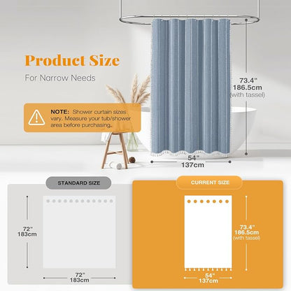 54 x 72 Boho Farmhouse Linen Heavy Duty Cloth Shower Curtain Set, 330GSM Linen - Image 3