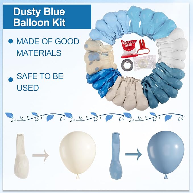 Amandir 173Pcs Dusty Blue Balloon Arch Garland Kit | Baby Light Dusty Blue - Image 3