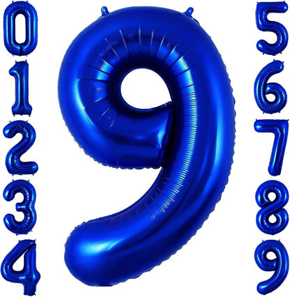 Navy Blue 9 Balloon Number, 40 Inch Number 9 Balloon Big Dark Blue 9 Foil Mylar by BBPOOL