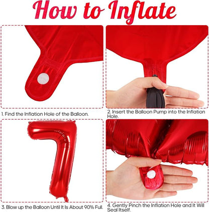 Red Number 7 Balloon 40 Inch, Big Large Foil Helium Number Balloons, Jumbo - Image 7