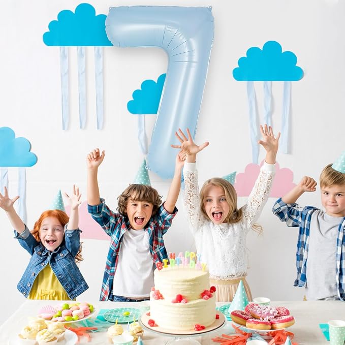 Light Blue Number 7 Balloon, 40 Inch Big Large Foil Number Balloons, Giant - Image 4