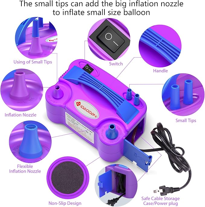 IDAODAN Electric Balloon Pump, Portable Electric Balloon Blower Machine - Image 4