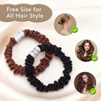 4 Pcs Silk Hair Ties, 22 Momme 100% Mulberry Hair Band, Silk Scrunchies for Women and Girls, 6A Grade No Damage Ponytail Holders (0.4in Width, Black)
