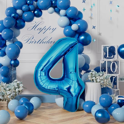 AULE 40 Inch 4 Blue Balloon Number Foil 0-9 Birthday Big Numbers | Birthday - Image 3