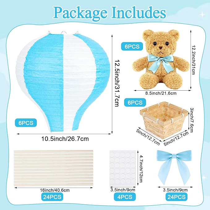 6 Sets Bear Hot Air Balloon Decorations Table Centerpieces - Image 2