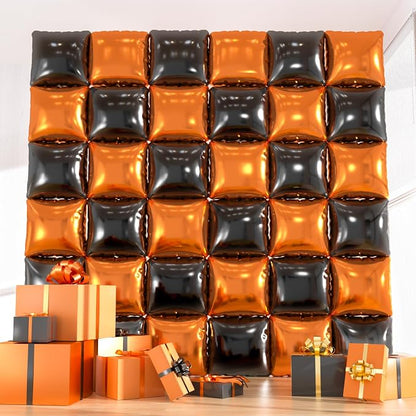 36pcs Black & Orange Square Foil Balloons Kit by ZizasAry