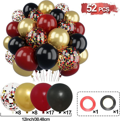 Patimate Burgundy Black Gold Balloons Set 50Pcs 12 Inch Latex Party Balloon | - Image 2