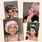 YANIBEST Adjustable Satin Bonnet Double Layer Hair Bonnet for Sleeping Bonnets for Women Hats Curly Natural Hair, Pearl Pink