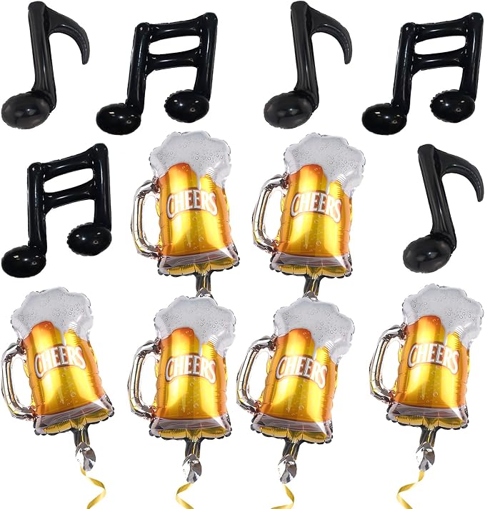 12 Piece Set Of Beer Balloons And Musical Note Balloons Made Of Foil Polyester by Unknown