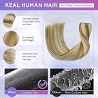 Blonde Clip in Hair Extensions Real Human Hair, 14 Inch 75g Natural Human Hair, Remy Human Hair Extensions Cip ins for Women 8pcs Per Set #16/22 Light Blonde Highlighted Golden Blonde
