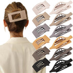 Velscrun Flat Hair Clips for Women Girls, 12 Pack Lay Flat Claw Clips, Large Side French Duck Billed Hair Jaw Claw Clip for All Hair Types, Work Daily Trendy Fashion Styling Gifts Hair Clip Brown