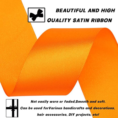 1-1/2 Inch 60 Yards Orange Solid Satin Ribbon - Image 3