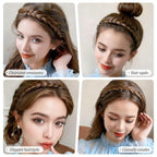 2PC Braided Headband with Tooth – Wide Faux Hair Braid Wig Hairband, Messy Fishbone & Geflochten Haarband Shape – for Women Fashion Accessories for Oktoberfest, Wedding, Parties, Comb Fit(Light Brown)