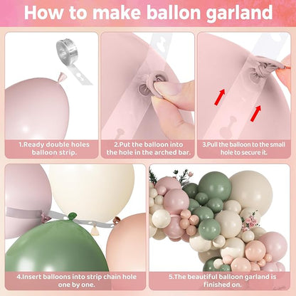 Ouddy Party 149Pcs Pink Sage Green Sand Balloon Garland Kit 18 12 10 5Inch | - Image 4