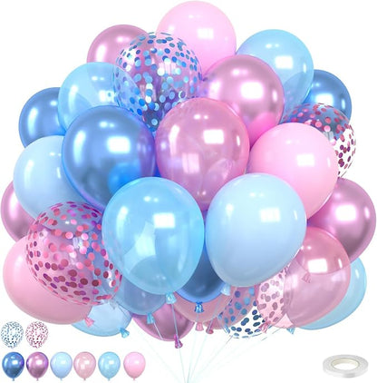 Pink and Blue Balloons, for Girl Boy Gender Reveal Birthday Baby Shower Party by FEYG