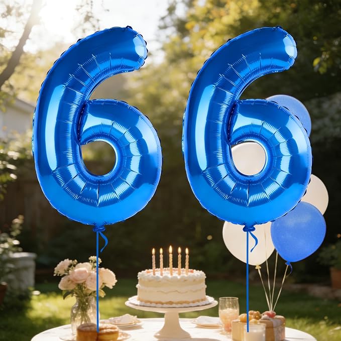 40 Inch Number 66 Balloons for 66th Birthday Party Decorations, 0-100 Dark Blue - Image 3