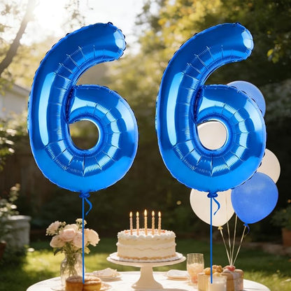 40 Inch Number 66 Balloons for 66th Birthday Party Decorations, 0-100 Dark Blue - Image 3