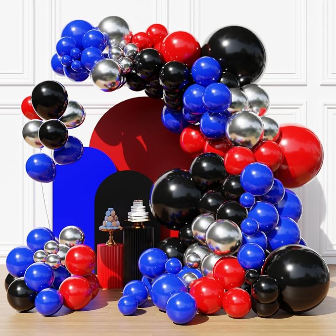Black and Red Blue Balloon Arch Kit, Birthday Party Balloons | Different Sizes by FHEKFNG