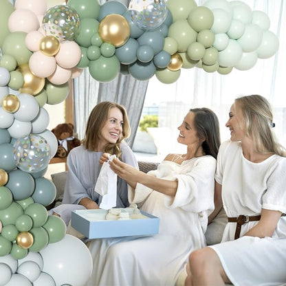 153Pcs Dusty Blue Sage Green Balloons Arch Kit Baby Shower Decorations | Fog - Image 7