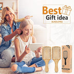 Pack of 2 Hair Brush with Natural Boar Bristles, Massages Scalp Anti-Static Hair Detangle for All Types, Lightweight (Paddle)