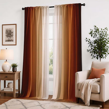 Burnt Orange Curtains 72 Inch Length 2 Panel Set | Light Filtering Curtains - Image 3