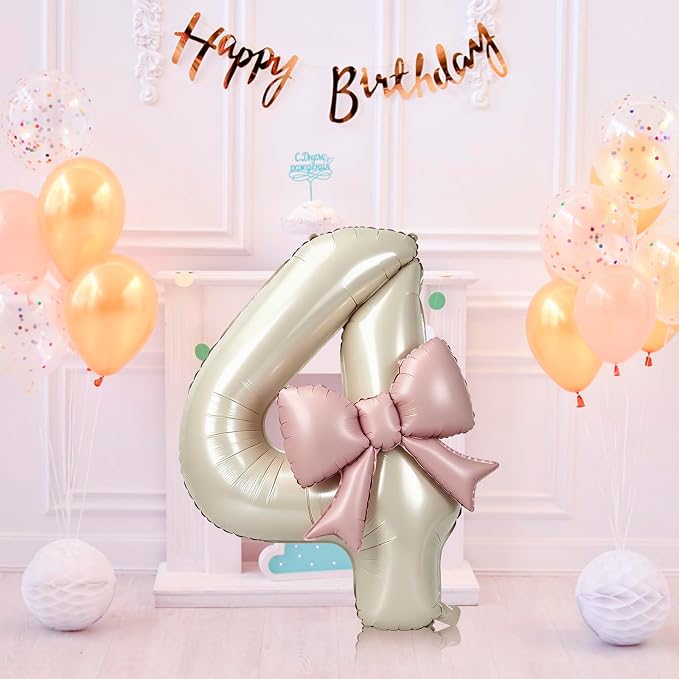 40 Inch Cream Number 4 Balloon - Image 7