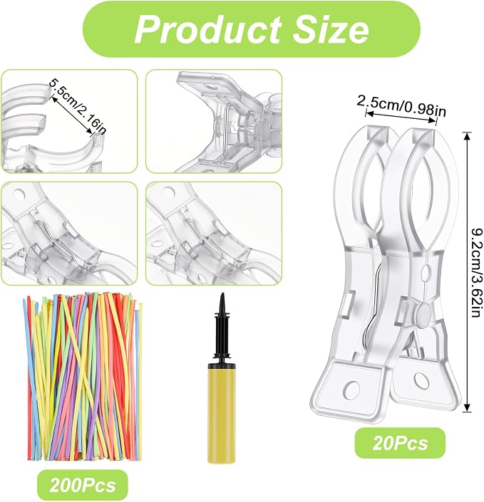 20 Pcs Large Clips for Balloon Arch Plastic Transparent Backdrop Spring Clamps - Image 2