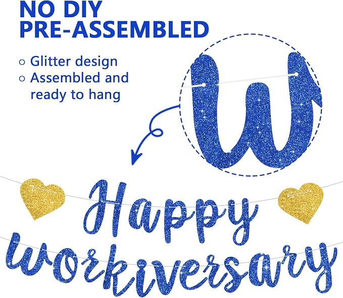 Blue Glitter Happy Workiversary Banner - Image 3