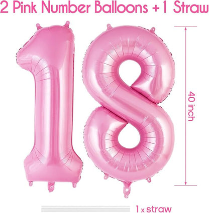 Pink Number 18 Balloon, 40 Inch Big Large Foil Helium Number Balloons, Giant - Image 3