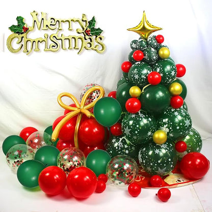 Red and Green Balloons 50 Pcs 12 Inch Christmas Latex Balloons Set Green Red - Image 3