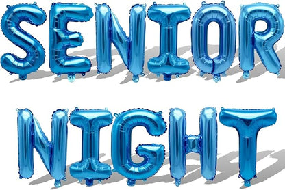 2 Set 22Pcs Blue SENIOR NIGHT Letter Balloons 16in Balloon Foil Letter by Fezava
