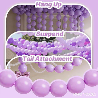 PartyWoo Lavender Linking Balloons 100pcs 12 Inch Purple Link Balloons | - Image 6