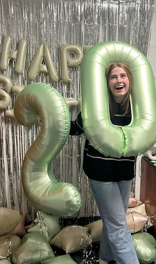 Sage Green Number 2 Balloon 40 inch, 2nd Birthday Party Balloons Decorations | - Image 6