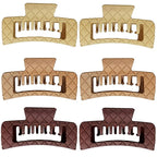 Double Row Teeth Thick Hair Clips Square 2 Rows Claws Rectangle Women Girls Double Teeth Hair Claw Clips Double Claws Curly Straight Big Volume Hair Strong Hair Accessories 6 Packs