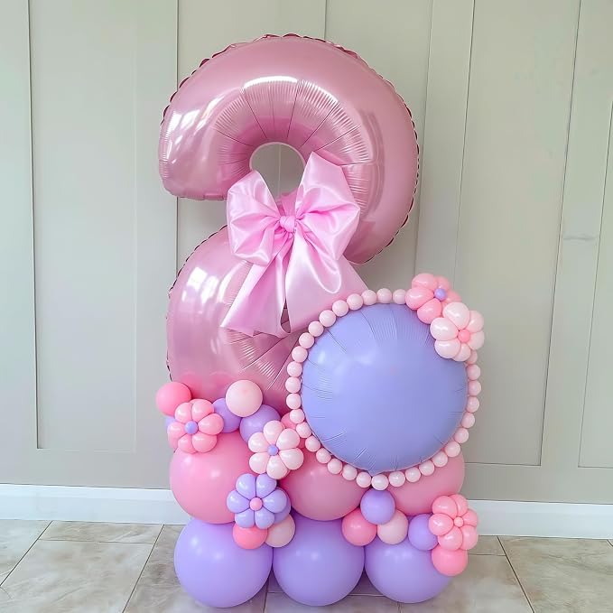 Pastel Pink 2 Balloon Number, 40 Inch Light Pink 2 Balloons Large Helium Foil - Image 3