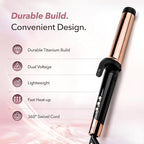 SRILabs CurlQ Extra Long Barrel 5-in-1 Curling Iron & Hair Styling Tool Set with Titanium Barrels, Ceramic Paddle Brush, Thermal Brush, Fast Heat-Up & 12 Temperature Settings