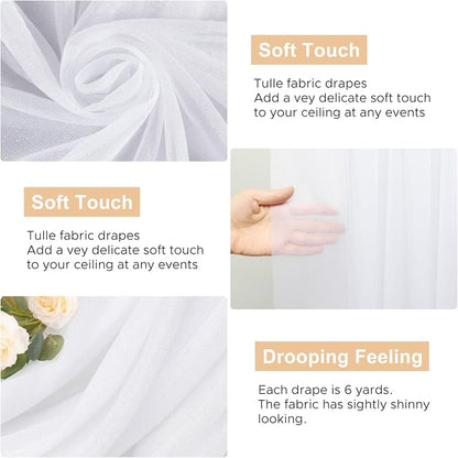White Wedding Arch Draping Fabric Backdrop Drapes Sheer 2 Panels | 28.7"x20FT - Image 2