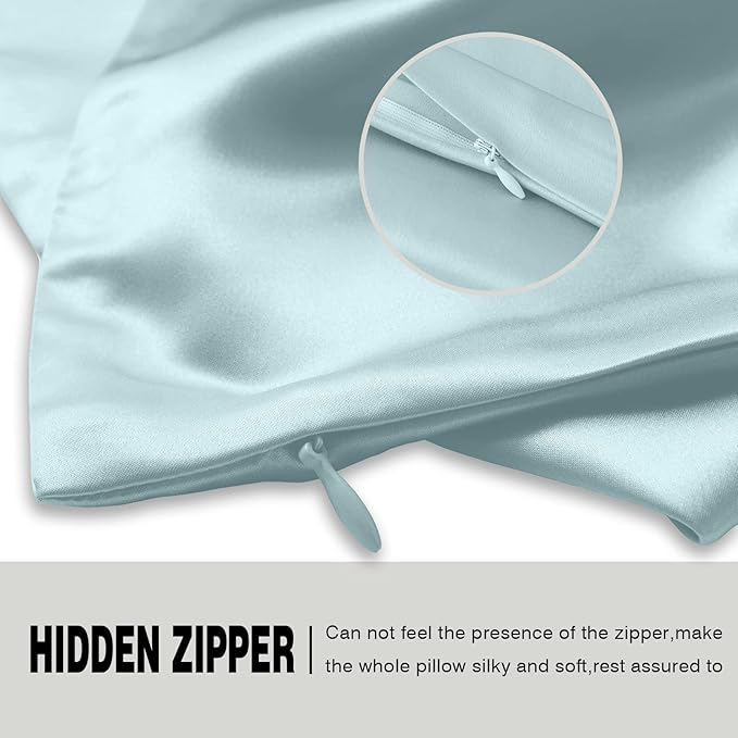 Silk Pillowcase for Hair and Skin, Soft, Breathable and Sliky Queen Size Silk Pillow Case, Both Sides Natural Mulberry Silk Pillowcases with Hidden Zipper (Queen Size 20"X 30")