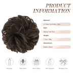 FESHFEN Messy Bun Hair Piece - Elastic Wavy Curly Hair Bun Scrunchies Extensions Synthetic Chignon Hairpieces for Women Girls, Mixed Chocolate Brown 1.5 oz