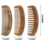 Wooden Hair Comb,Fine Middle Wide Tooth Wood Comb Set for Women Men,Detangling Styling Wet or Dry Curly Thin Thick Wavy Straight Hair Comb,Anti Static Heat Resistant Comb,Birthing Comb,3 Pieces