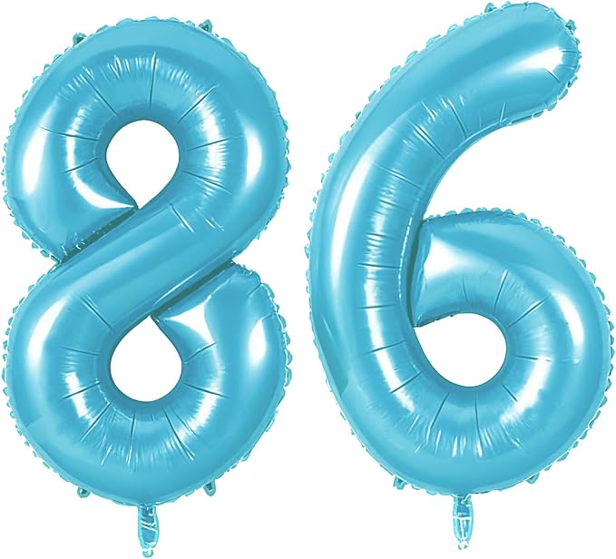 Number 86 Balloons for 86th Birthday Party Decorations, 0-100 Large No.86 by Joycard