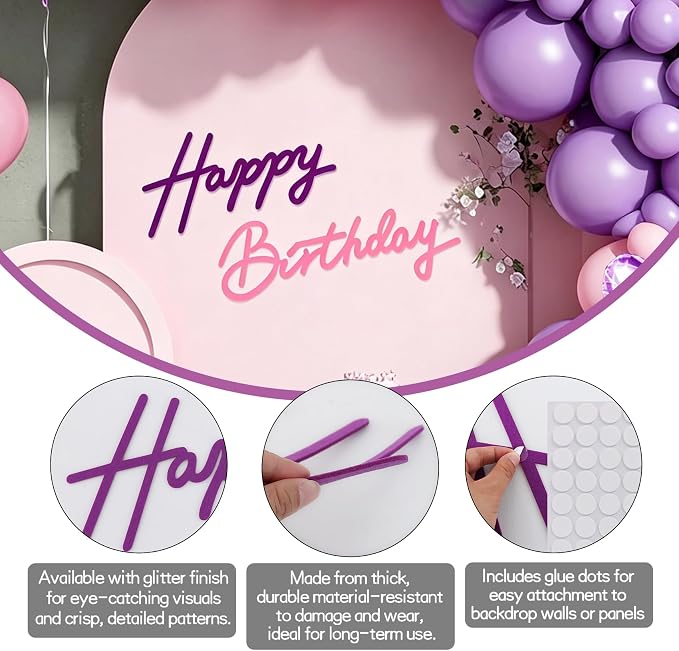 TONIFUL Happy Birthday Sign for Backdrop - Image 2