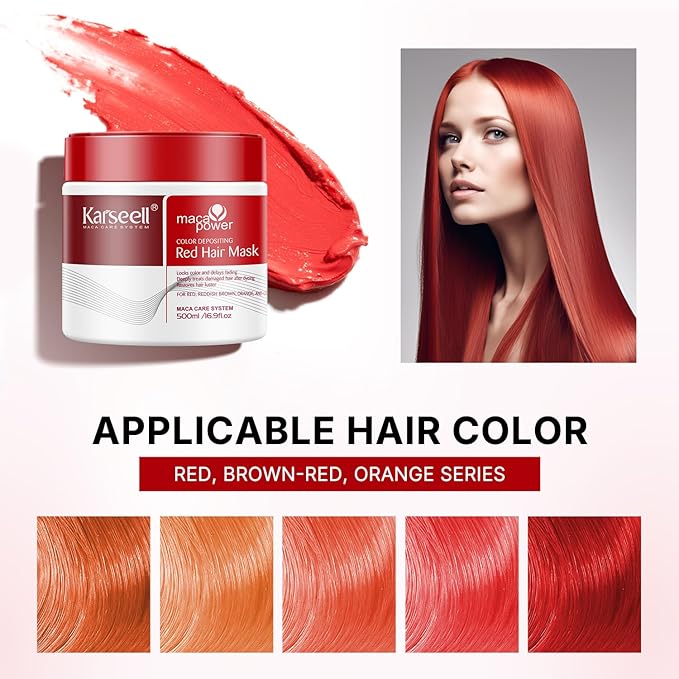 Karseell Color Depositing Conditioner Red Hair Mask Color Boosting, Hydrates and Enhances Red Tones for Color-Treated Hair 500ml 16.9floz