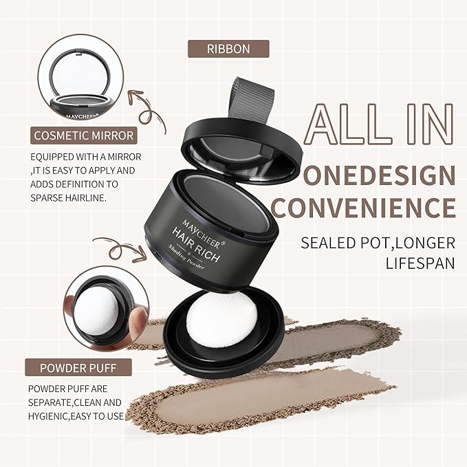 Maycheer Hairline Powder for Women - Hair Rich Shading Powder, 30 Colors Magic Root Cover Up (Deep Mocha 28)