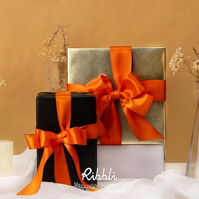Ribbli Torrid Orange Double Faced Satin Ribbon, 1-1/2” x Continuous 25 Yards - Image 3