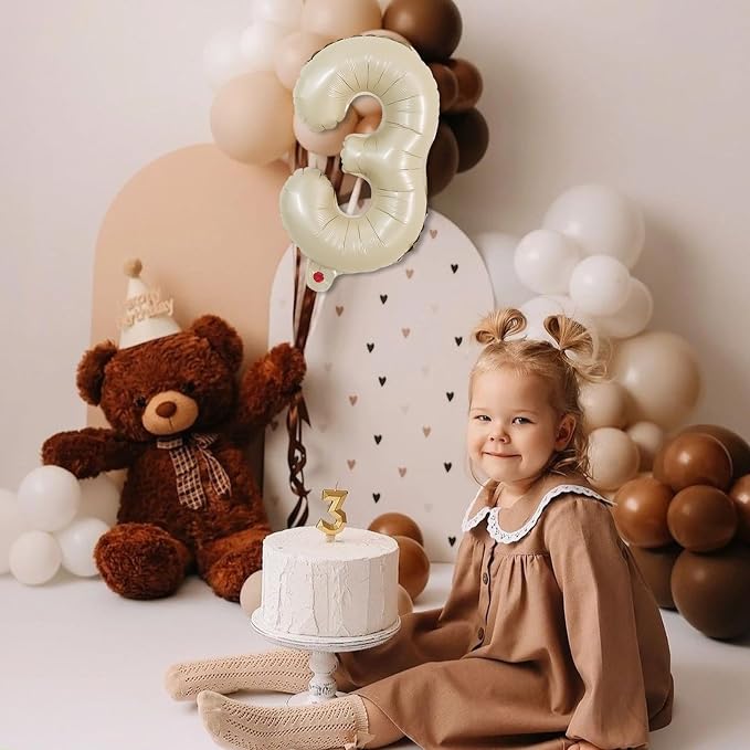 TONIFUL Number Balloon 16 Inch 10 Pcs Caramel 0-9 Birthday Number Balloons | - Image 3