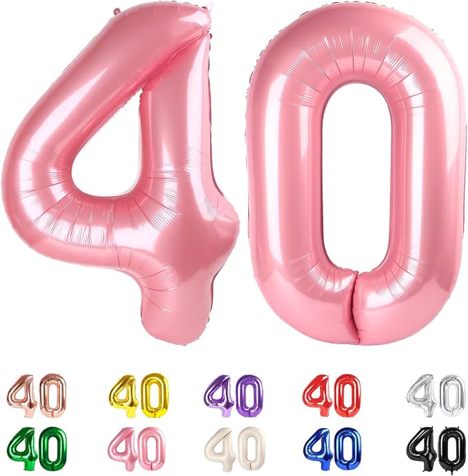 40 Balloons Number for 40th Birthday Decorations Women Men, Pearl Pink | 40In by Mluchee