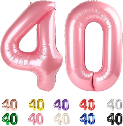 40 Balloons Number for 40th Birthday Decorations Women Men, Pearl Pink | 40In by Mluchee