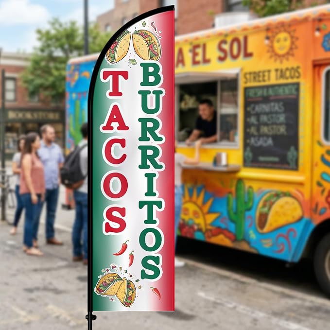 1PC Double Sided Tacos Burritos Feather Flag - Image 3