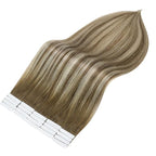 Full Shine Tape in Hair Extensions Human Hair Short 12Inch Blonde Adhesive Tape in Extensions Color 6 Fading to 6 Brown and 60 Platinum Blonde 30G 20Pcs Remy Seamless Tape in Balayage Hair Extensions